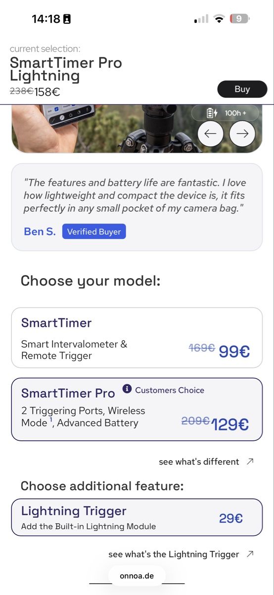 Altri Accessori: SmartTimer Pro Lightning - Perfect Camera Remote Trigger! – Nuovo e nell'imballaggio originale da Buckten venduto da Benjaminbuckten 3