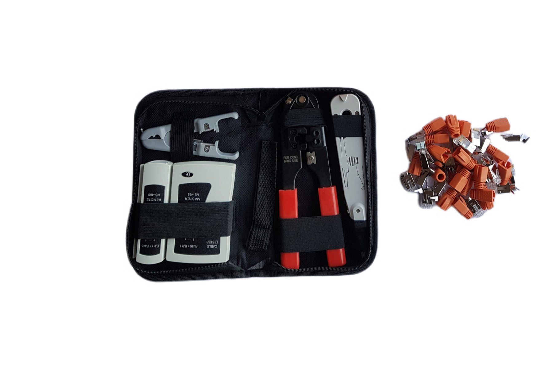 Spine: 25x RJ45 Stecker orange + Werkzeug – Nuovo e nell'imballaggio originale da Perlen venduto da shelbycobra 2