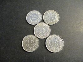 5 x 1.- Fr  1952-58-60-63-63 Superbes pièces Top qualité