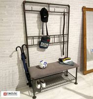 %OVP Waterpipe Industrial Style Design Garderobe m. Sitzbank