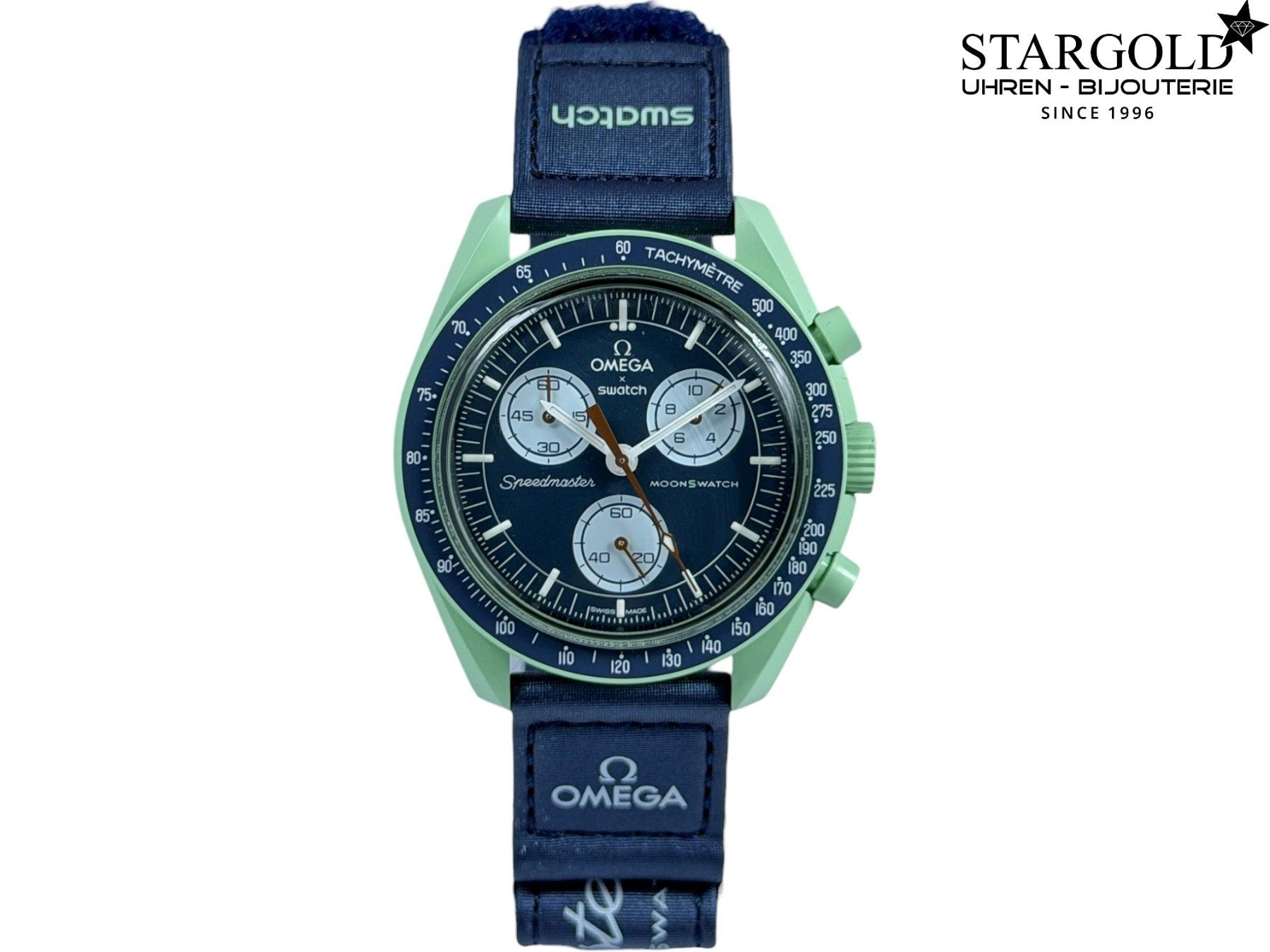 Swatch Uhren: Swatch Moonswatch "Mission On Earth" - SO33G100 – Gebraucht aus Zürich von Stargold-Uhren
