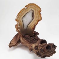 Achatscheibe auf Holz 15cm