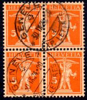1924 TELLKNABE MIT ARMBRUST 4ERBLOCK GESTEMPELT - MA104