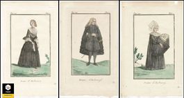 3 Kupferstiche um 1800 - Modeblätter - Augsburg - handcolor.