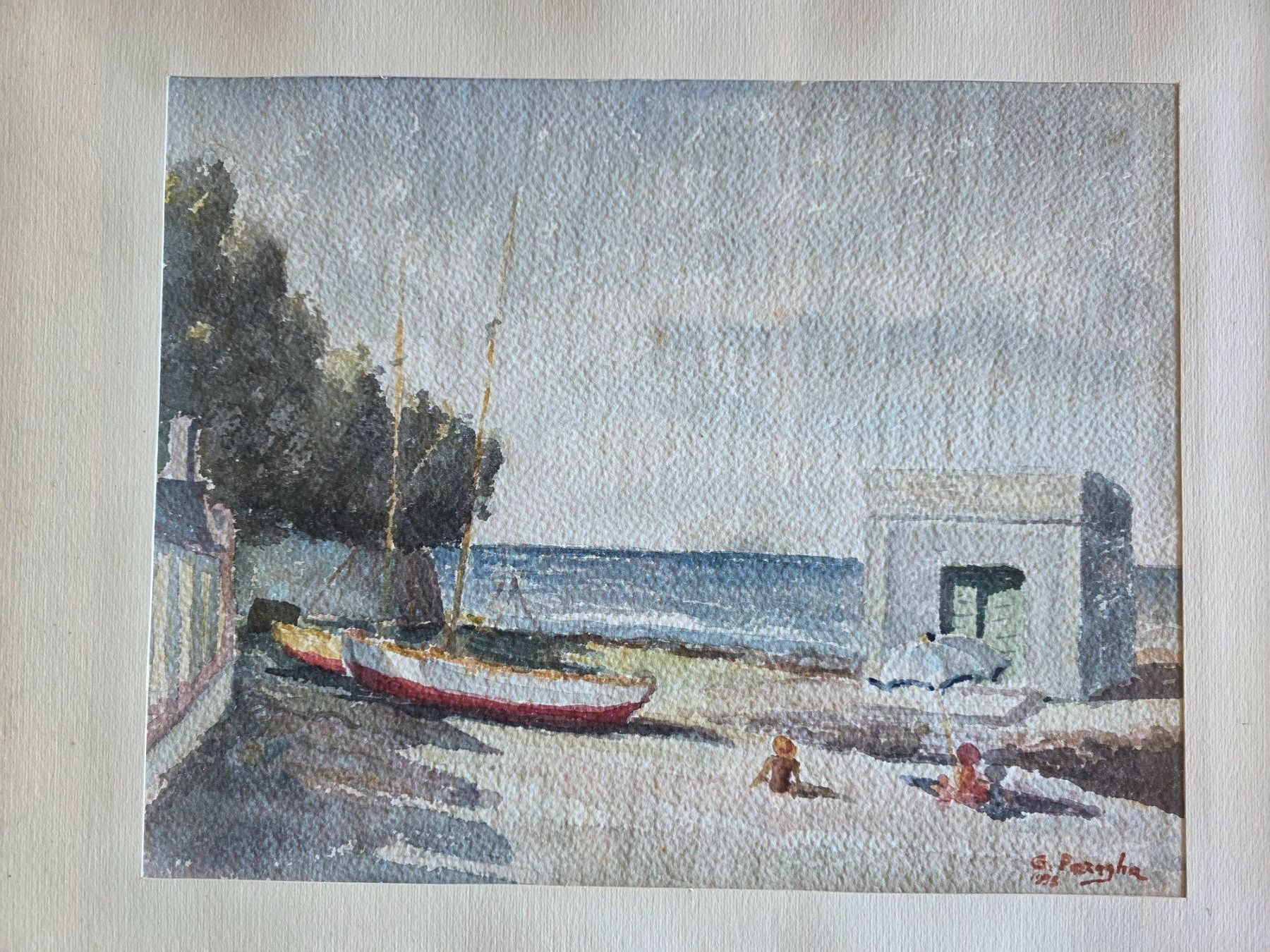 Gemälde: tolles Bild Gemälde Aquarell Strand Szene – Gebraucht aus Walterswil BE von Lonitti