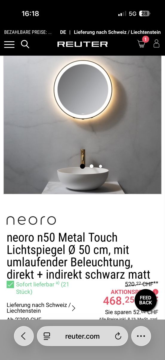 Specchi: Neoro Badezimmer Spiegel NEU – Nuovo e nell'imballaggio originale da Basel venduto da Dany9999 1