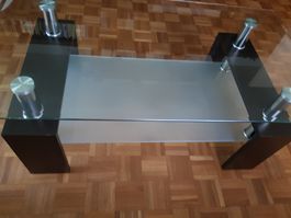 Moderner Glas-Couchtisch mit Ablage, Top Zustand!