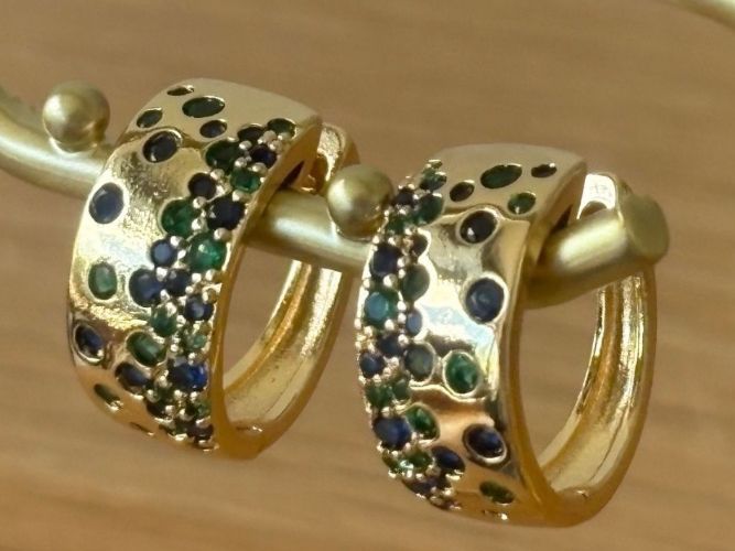 Orecchini pendenti & Orecchini a lobo: Luxus Elegante Mini Ohrstecker Farbe :Gold / Grün – Nuovo (secondo la descrizione) da Biel-Bienne venduto da Roserosse13 5