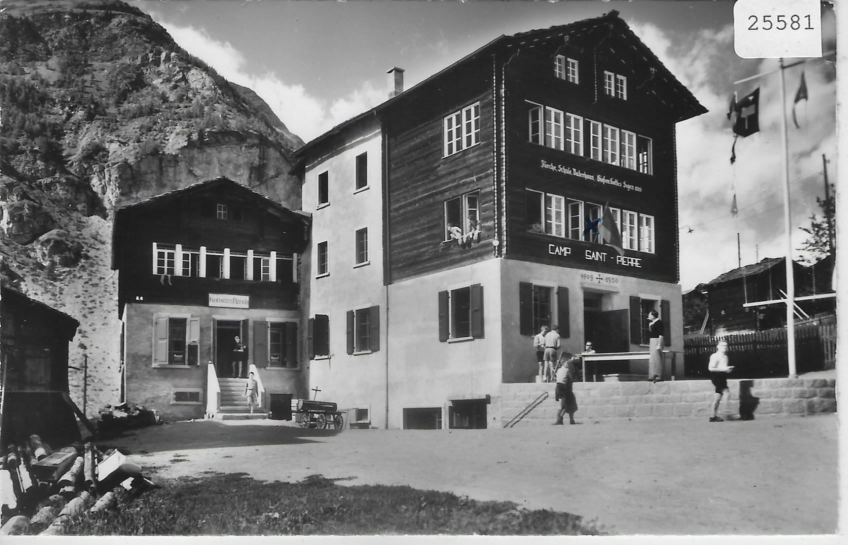Cartoline postali: Randa VS - Schulhaus und Konsum – Antico da Ettingen venduto da Kartenplanet