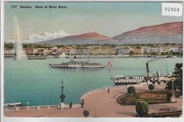 Geneve - Rade et Mont-Blanc - Bateau de salon - Litho