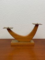 Mid century 2er Kerzenständer Messing Kirschholz vintage