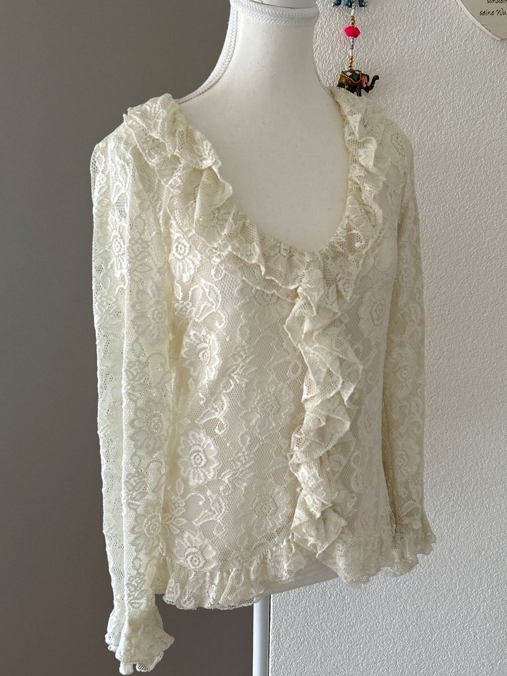 Camicette: Elegante Spitzenbluse hellbeige von Changes Gr. 38 – Usato da Brunnen venduto da Nala2929 1