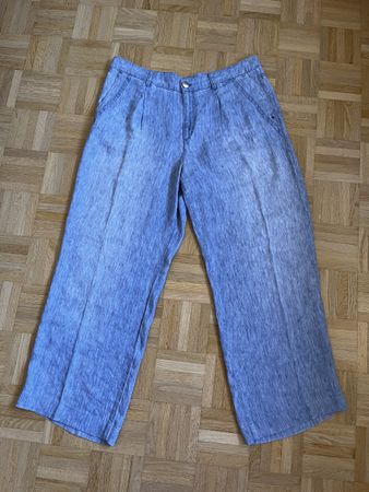 Marc Cain Sports Hose Leinen Lyocell blau Grösse N5
