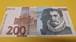 200 Tolarjev Banknote Slowenien, Jahr 2001, Rarität!