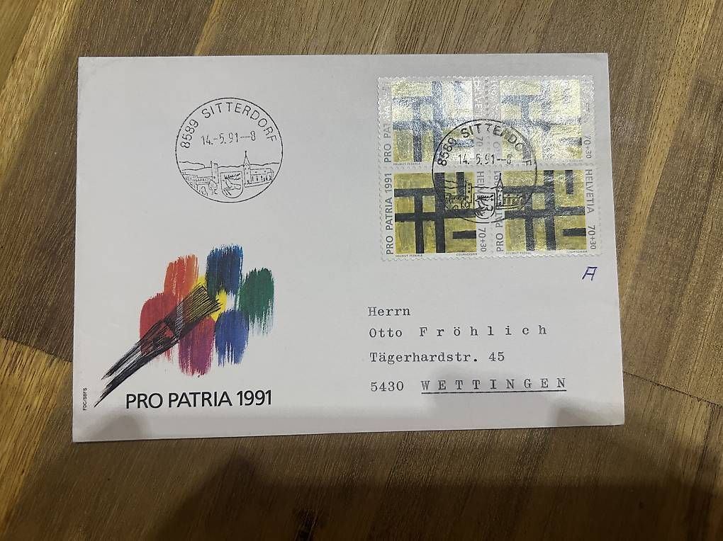 Tutti i francobolli: FDC Schweiz Pro Patria 1991 – Usato da Elgg venduto da mel_72b9