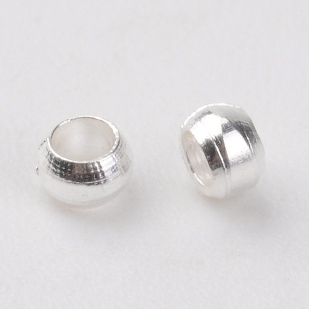 Perle (finte): 100 Quetschperlen   2mm versilbert (plattiert) – Nuovo (secondo la descrizione) da Alpnachstad venduto da perlengaby