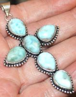 Anhänger L-3616– Larimar Kreuz 7x4,5 cm