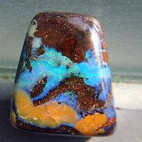 🔥 Boulder Opal Edelstein, rot/blau, Top Schliff, Rarität...