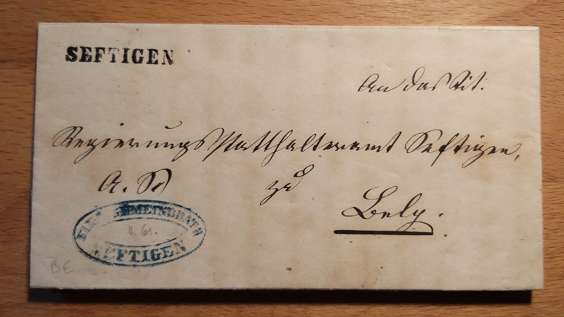 Tutti i francobolli: Gemeind Seftigen an Reg.statthalter 1861 – Usato da Unterägeri venduto da PhilatelieStudiger