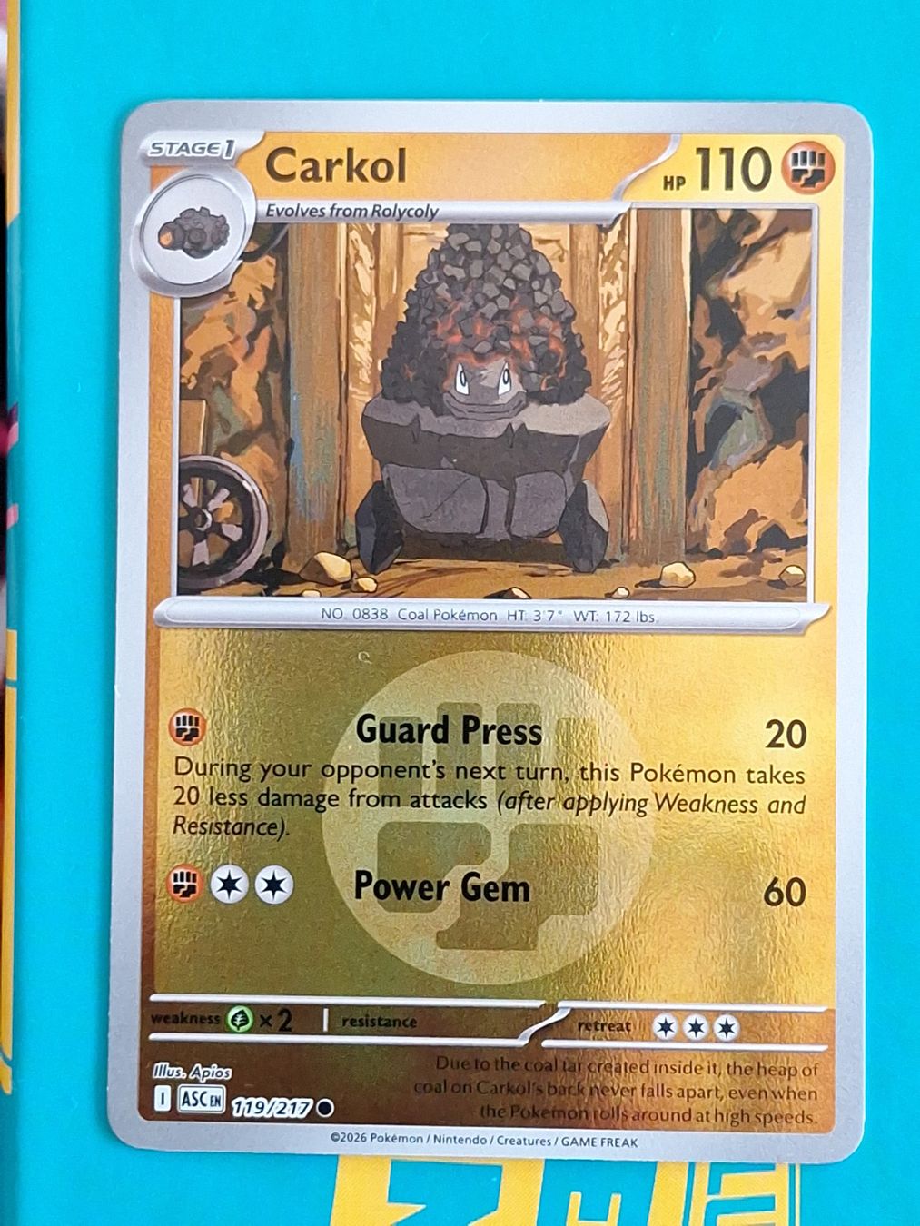 Pokémon Carte collezionabili: Carkol - Reverse Holo Energy - Pokemon Ascended Heroes – Usato da Altstätten SG venduto da GGsGameshop
