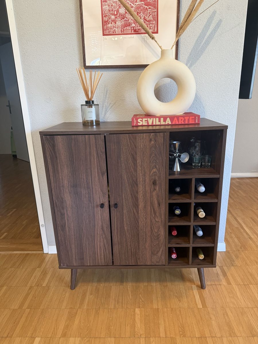 Cassettiere: Bar cabinet walnut wood with wine rack – Nuovo (secondo la descrizione) da Zürich venduto da alv_8v9b 2