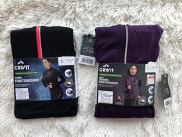 CRIVIT Damen 2x Funktionsshirts Thermo Lila + Schwarz S