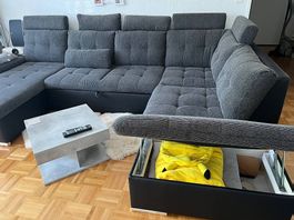 Wohnlandschaft U-Form mit Bettfunktion