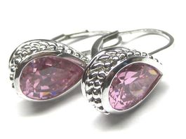Ohrringe Ohrhänger Silber 925 rosa Zirkonia Tropfen