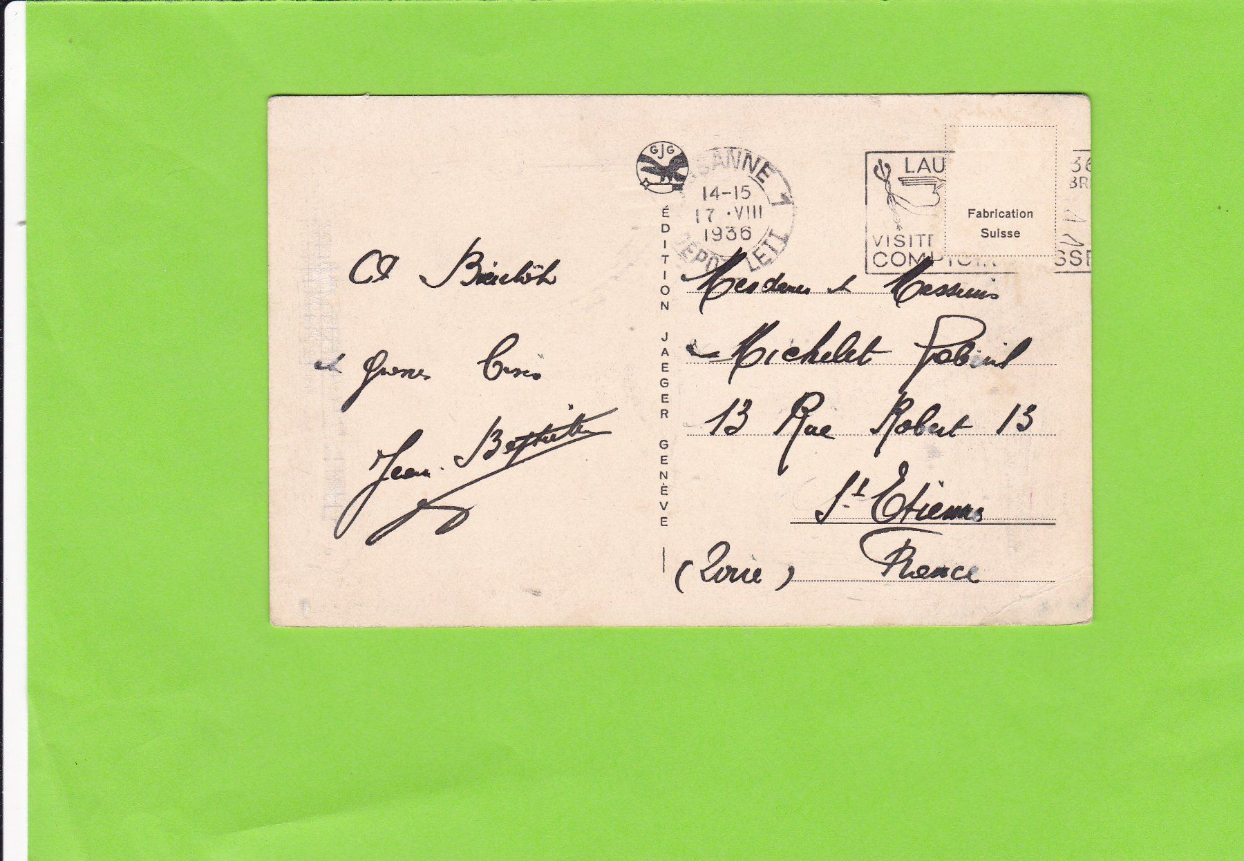 Cartoline postali: Lausanne – Usato da St. Peterzell venduto da neckertal 1