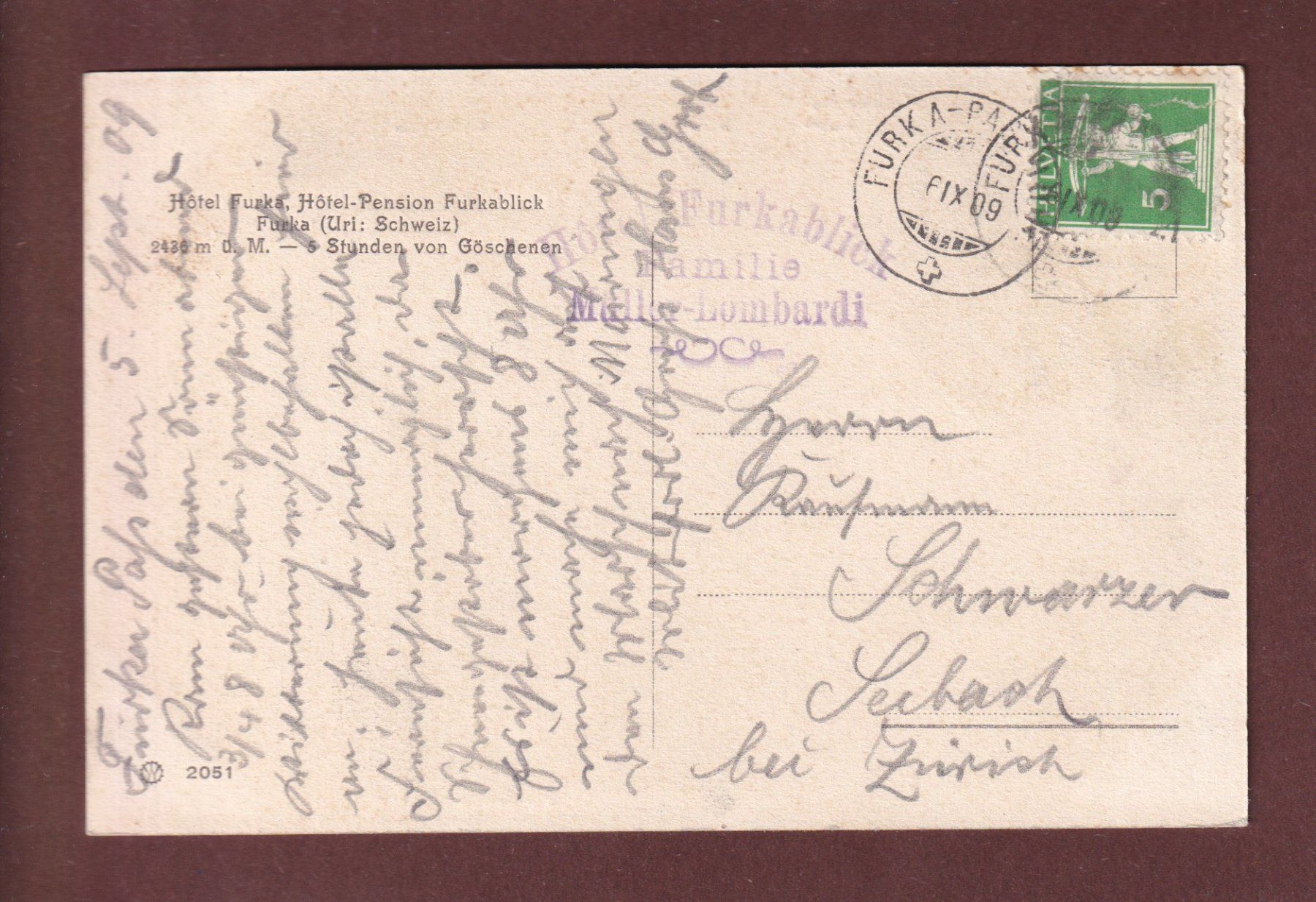 Ansichtskarten: FURKA-PASSHÖHE - Berneralpen - 1909 – Gebraucht aus Pully von nicecards-shop 1