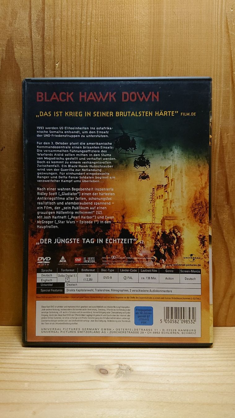 Tutti i DVDs: BLACK HAWK DOWN DVD mit Josh Hartnett – Usato da Wilderswil venduto da Exebub 1