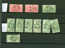 UPU 1900 Abarten Retouchen etc. auf Steckkarte (C190)