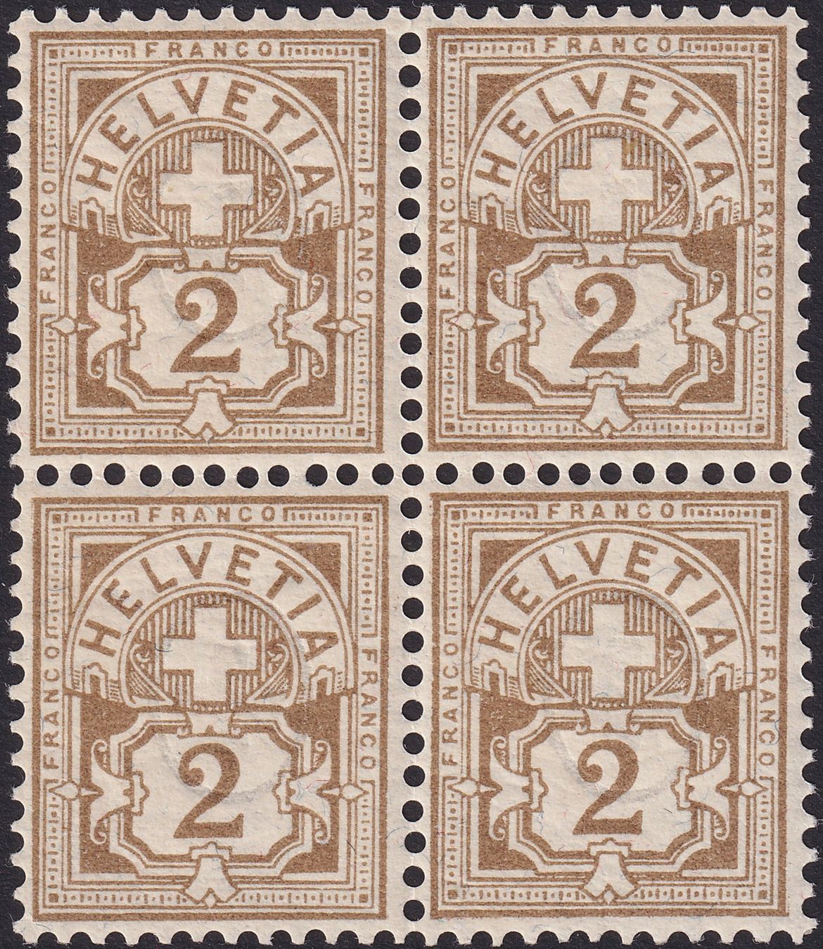 Alle Briefmarken: 1894: 58B im ** postfrischen Viererblock, Kat: 30.-+ – Gebraucht aus Sursee von Luzernerraute