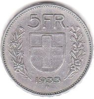 5 Franken 1933 Silber.