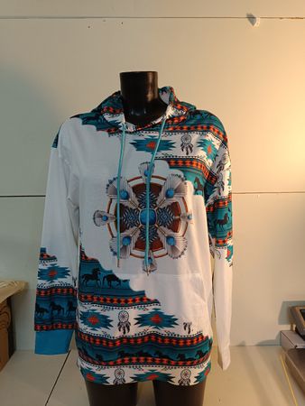 Hoodie, trendig mit Ethno-Muster, Damen, Gr. M (nov283)