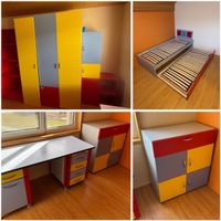 Chambre d'enfant complète : lit, armoire, bureau et commode