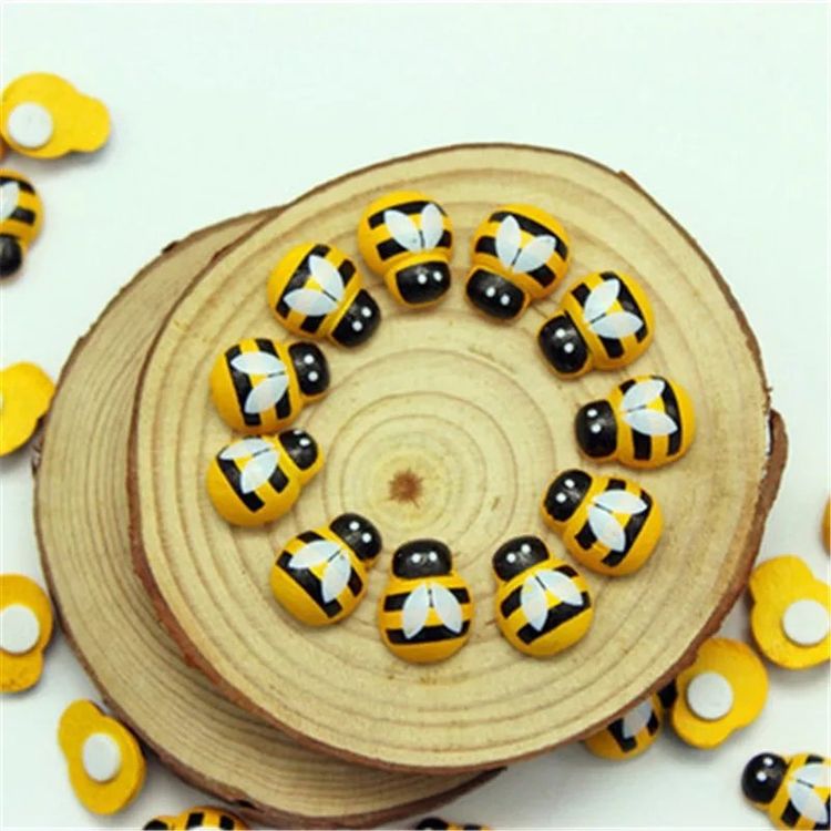 Mini-Bummel Aus Holz – Selbstklebend, 9 X 12 Mm – 50 Stück (Bienen & Marienkäfer)