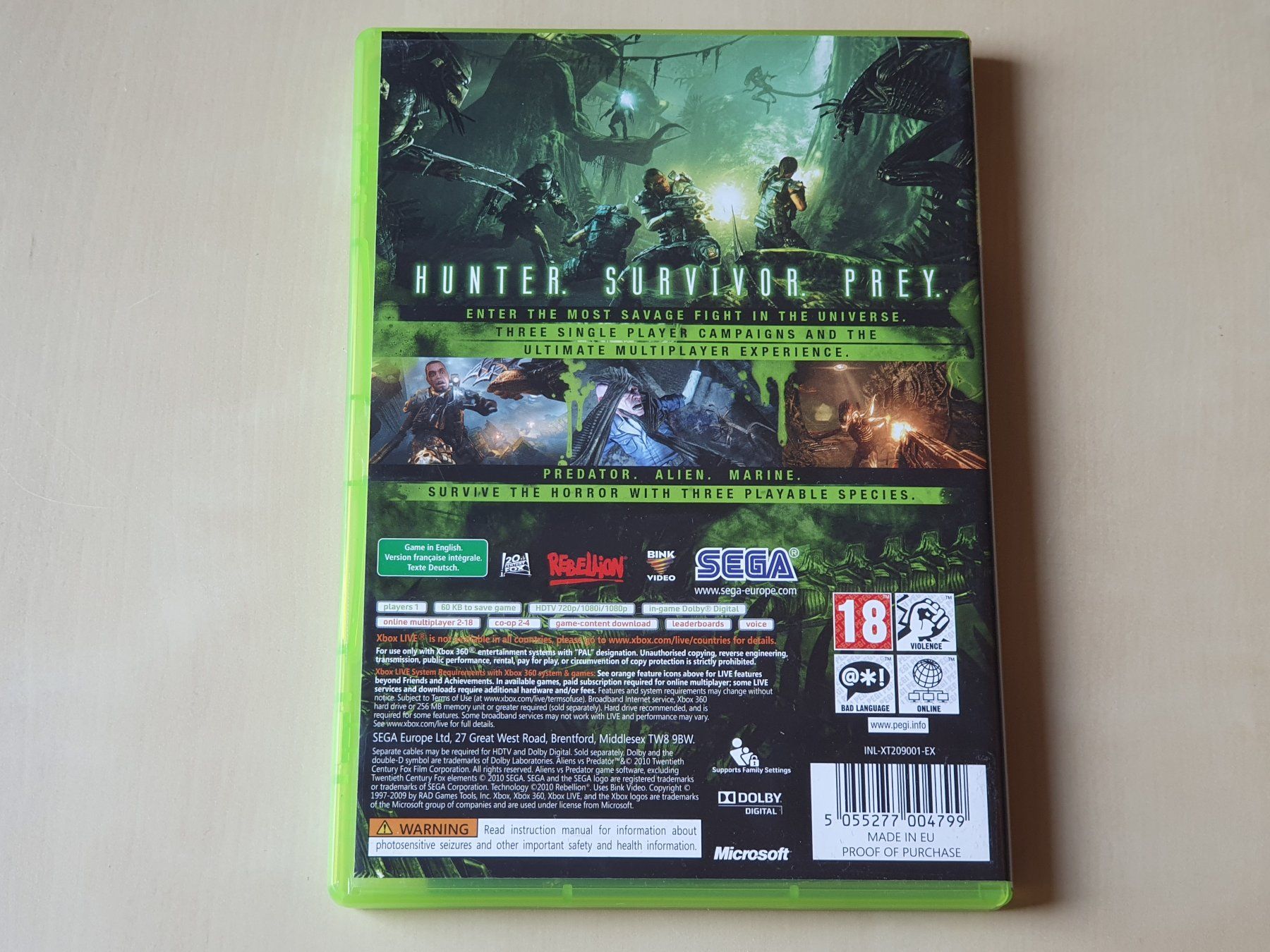 Microsoft Giochi: Aliens vs Predator – Usato da Stansstad venduto da collectorsshop 1