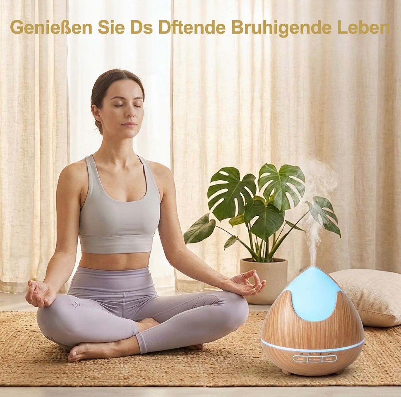 Duftöldiffusoren: Aroma Diffuser 500ml braun Holzoptik mit LED – Neu und originalverpackt aus Basel von Seifehuesli 6