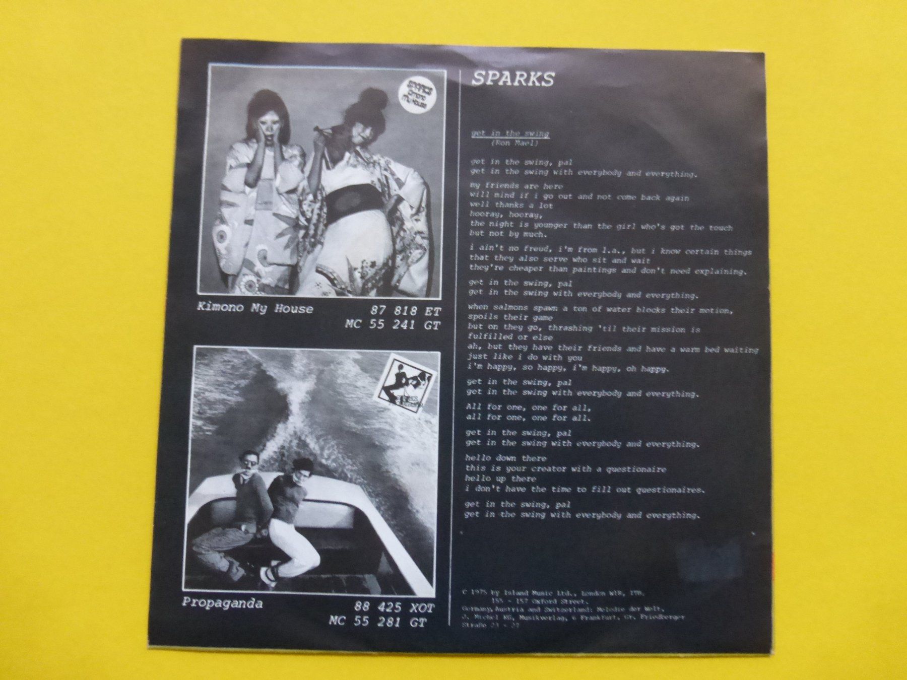 Dischi in vinile: Sparks – Get In The Swing – Usato da Zürich venduto da Swiss57 1