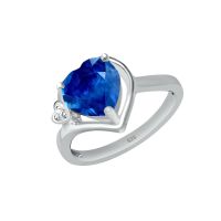 Saphir Herz Ring 925 Silber rhodiniert – 8x8 mm.
