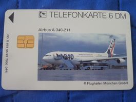 Telefonkarte Airbus A340-211 Flughafen München gebraucht