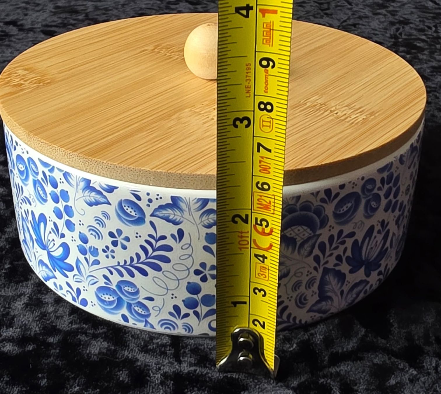 Zuccheriere: Keramik Dose mit Bambusdeckel, Blaues Blumenmuster – Nuovo (secondo la descrizione) da Rheinsulz venduto da Dred 5