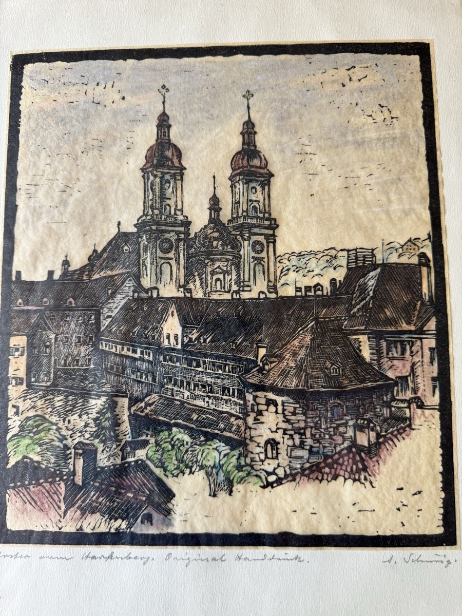 Foto & Immagini: Radierung Kloster St. Gallen A. Schlurig  – Usato da Tübach venduto da Tijera 1