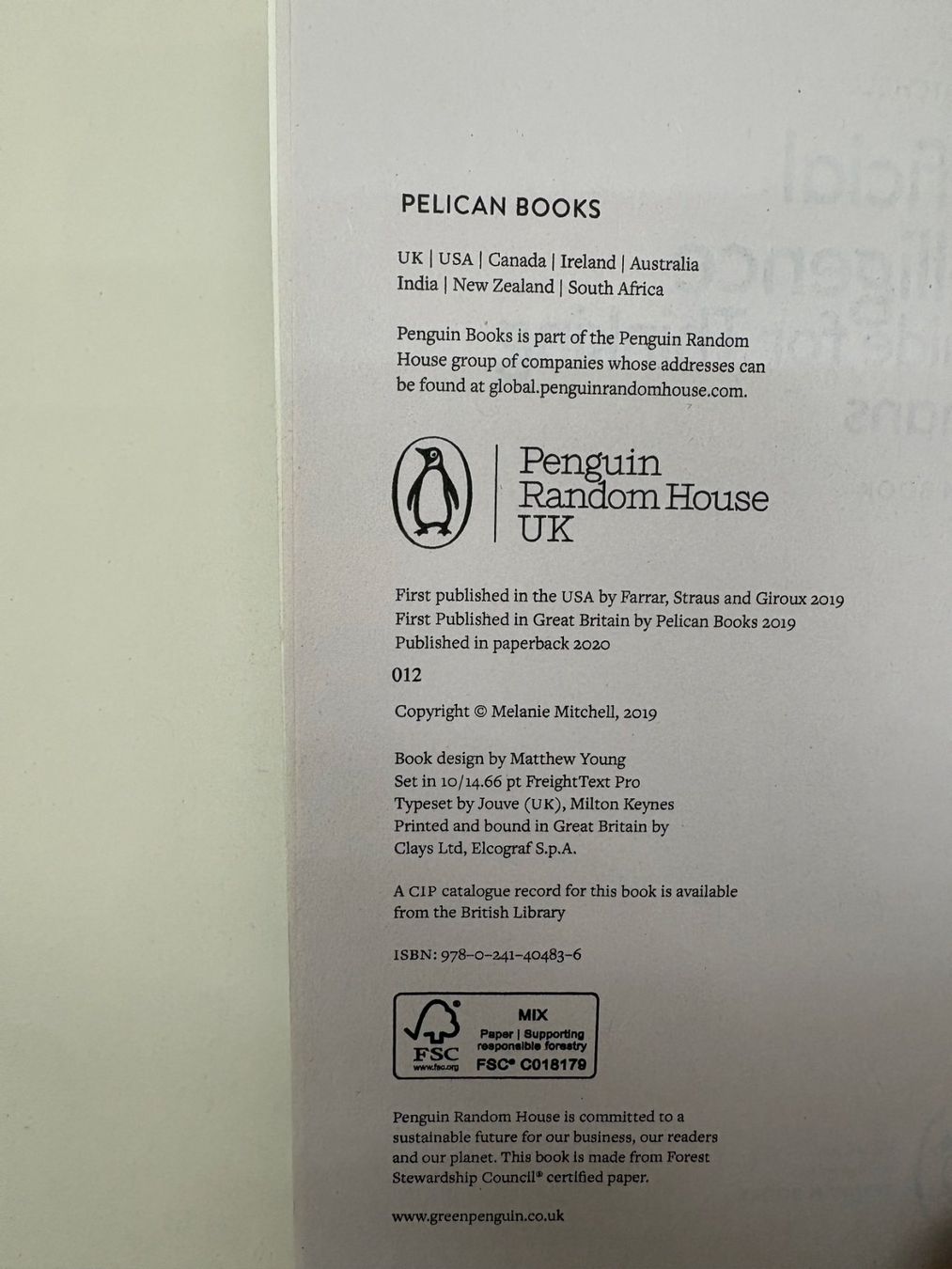 Libri: "Artificial Intelligence" – Melanie Mitchell, Pelican Books – Usato da Zürich venduto da wallans 1