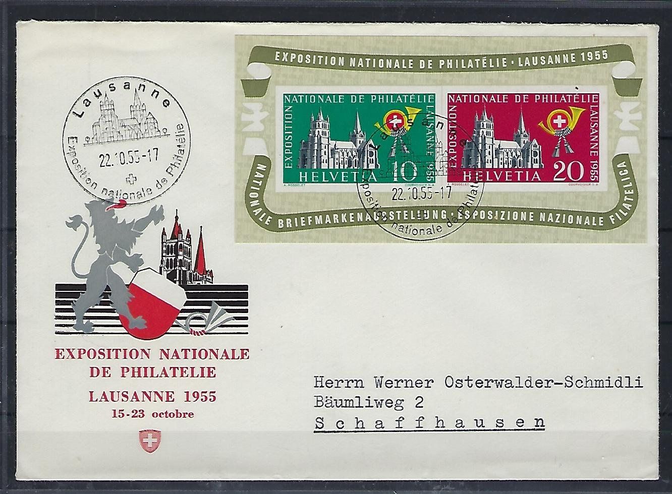 Tutti i francobolli: 1955 Lausanne Block Brief  14049 – Usato da Lunden venduto da Animus999