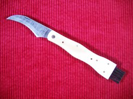 Pilzmesser Damaststahl-Klinge, Knochen-Griffschalen