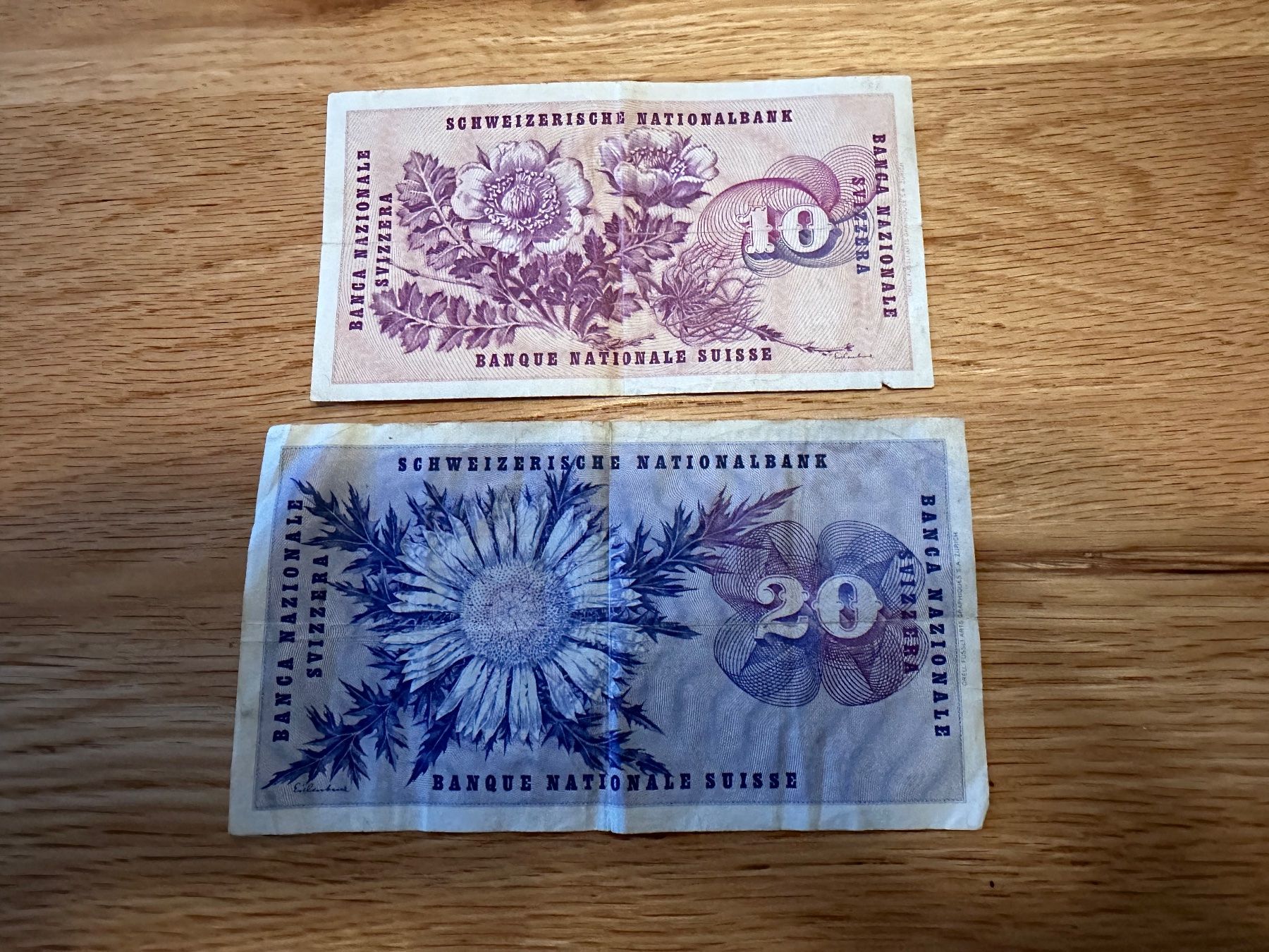 Banknoten: Alte Schweizer Banknoten – Gebraucht aus Niederuzwil von  1