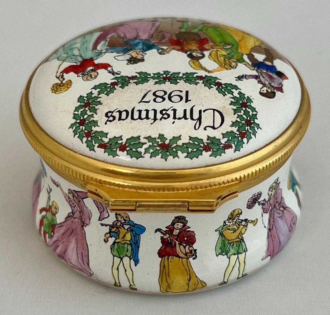 Contenitori & Simili: Halcyon Days Enamels, handbemaltes Weihnachtsdöschen, 1987 – Usato da Zürich venduto da Drahtzug 2