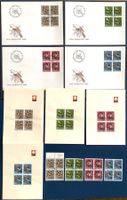 1969 Pro Juventute Vogel FDC 4er + PTT Bögli 4er ET + 4er ET